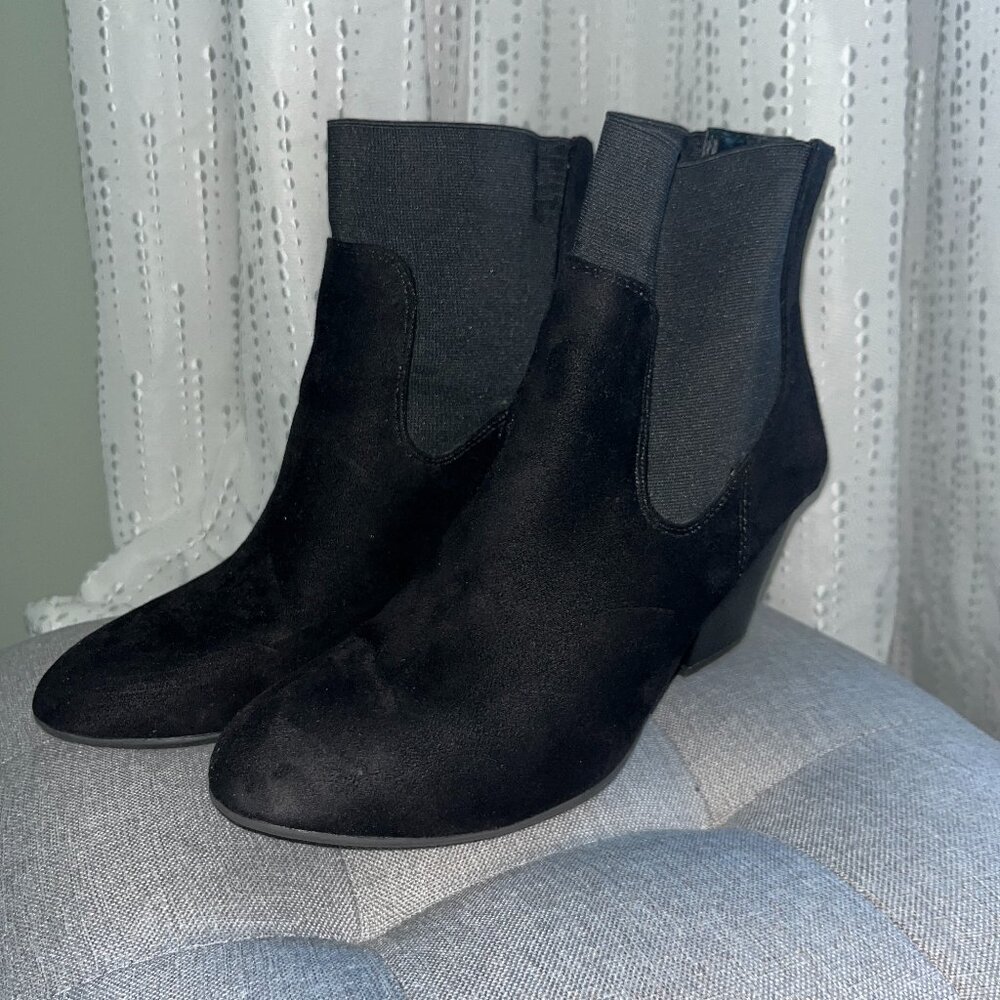 Faux Suede Black Booties